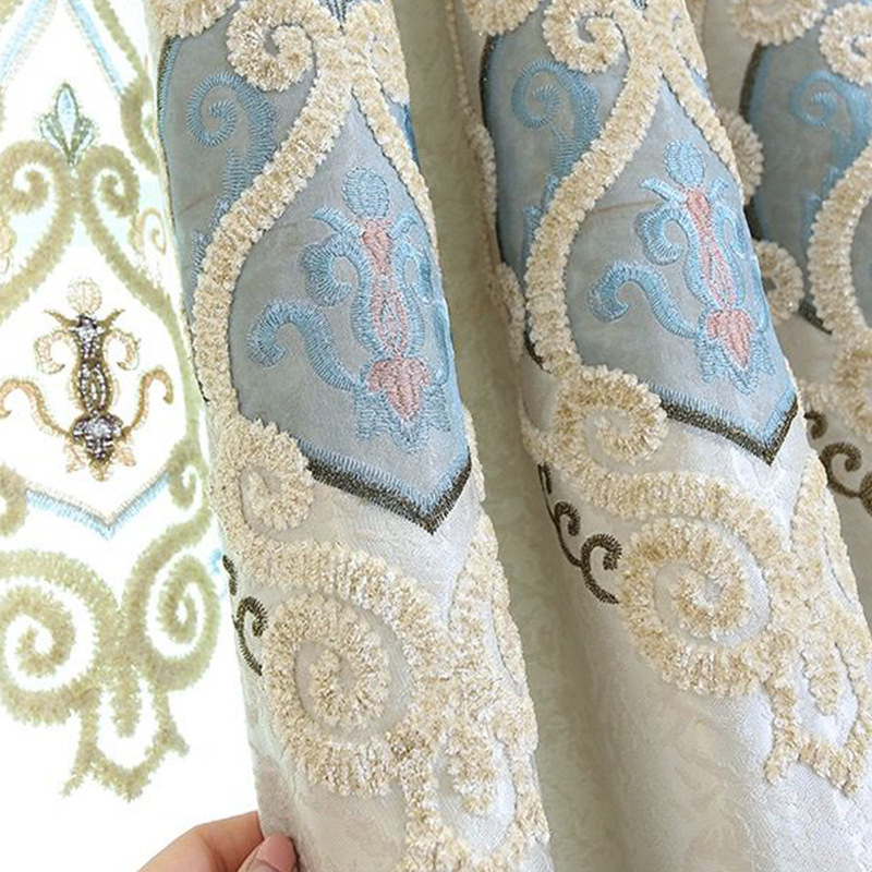 European Style Embroidered Curta,Light Luxury Palace High-end Embroidered Window Screens,Finished Living Room And Bedroom Sun Protection And Blackout Curtain Fabrics