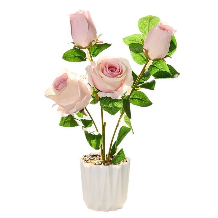 Flores falsas estilo pastoral rosa bonsai simulación flor de moda decoración creativa plantación verde artificial simulación maceta
