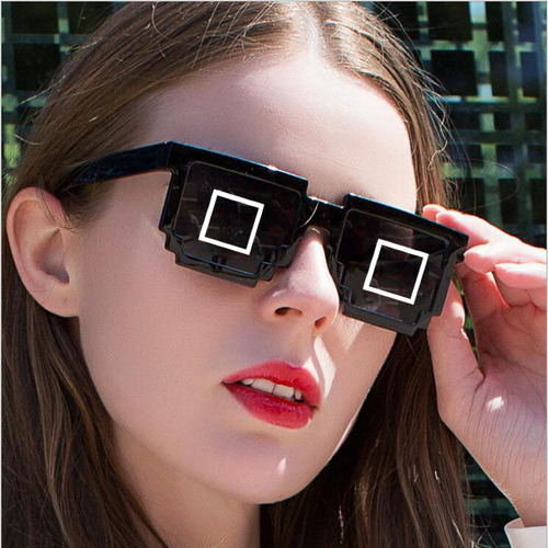 2021年新款鱿鱼太阳镜个性时尚潮流眼镜马塞克形状墨镜厂家批发