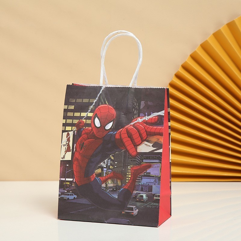 ホット販売漫画スパイダーマンアニメーションコレクション子供の誕生日クラフト紙ショッピングモールショッピングクラフト紙トートバッグ|undefined
