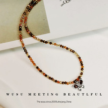 《南法假日》水晶蝴蝶项链轻奢气质闪耀串珠锁骨链高级感颈链