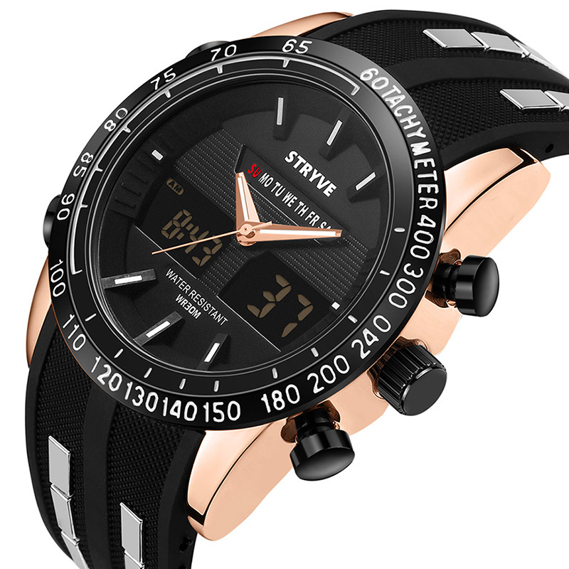 Stryve 8005 deportes impermeable reloj personalizado luminoso sincronización alarma doble pantalla reloj electrónico regalo creativo