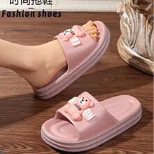 吴川新款高弹EVA时尚卡通小熊居家外穿女士厚底拖鞋E3013+2
