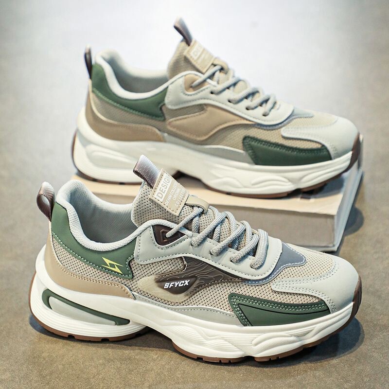 Autumn Men's Shoes New Breathable Mesh Men's Sports Shoes Men's Trendy All-match Thick-soled Non-slip Casual Torre Shoes