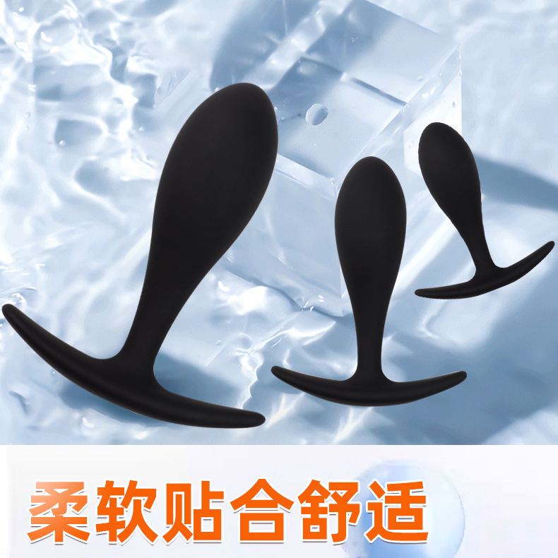 Silicone Anal Plug, Large Black Anchor Teardrop Design, Smooth Body-Safe Silicone — detail image 8
