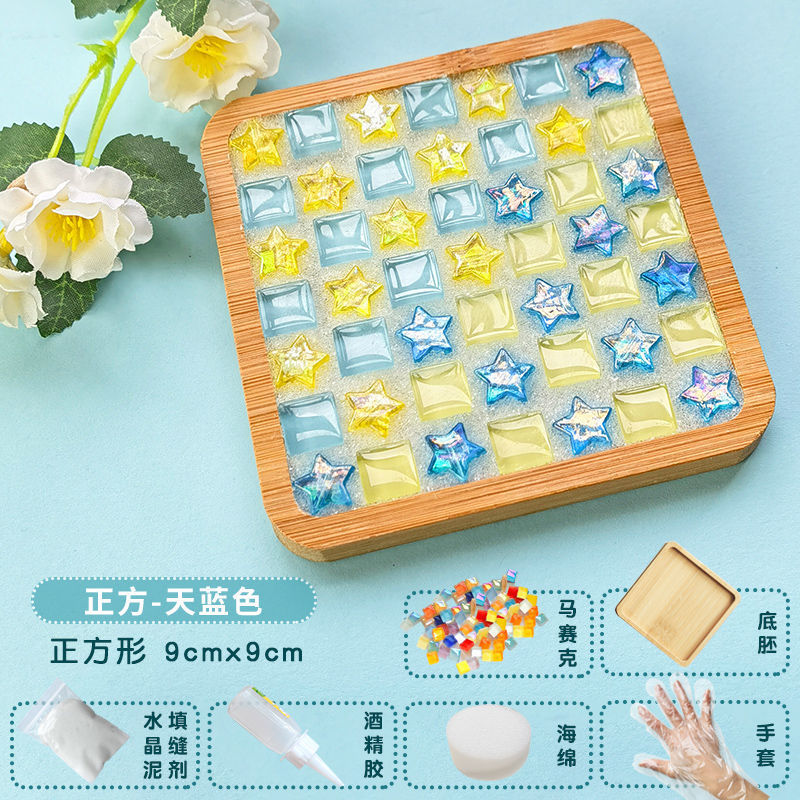 Nuevo producto bricolaje hecho a mano posavasos paquete de material mosaico padre-hijo creativo jardín de infantes pequeño regalo al por mayor juguetes educativos