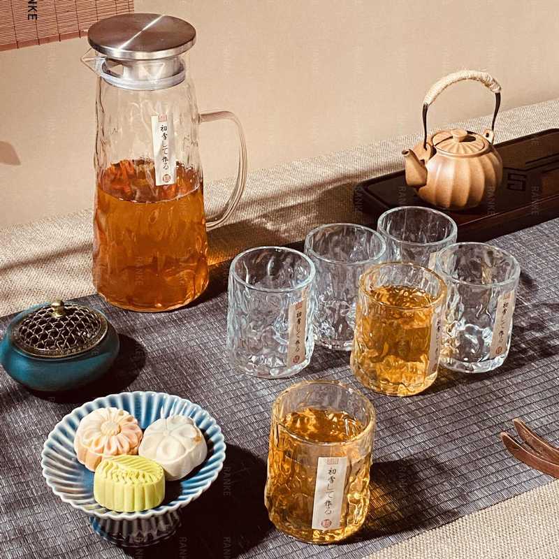 7点セット高級水具】氷河紋水筒セット高ホウ素シリコン耐熱水具家庭用大容量カップ|undefined