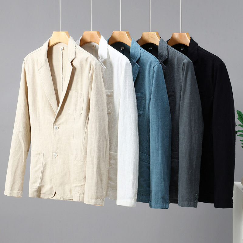 Men's New Fashion Cotton and Linen Suits, Spring and Autumn Casual Versatile High-End Business Suits, Men's Loose-Fitting Jackets Men's New Fashion Cotton and Linen Suits, Spring and Autumn Casual Versatile High-End Business Suits, Men's Loose-Fitting Jackets