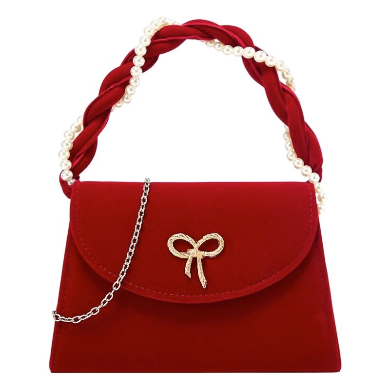 Bolso de boda estilo 2025, bolso de mano de alta gama, elegante bolso de boda para mujer, bolso de novia rojo