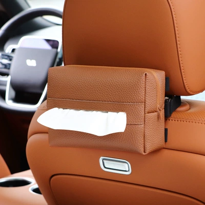 Car tissue box/set – Tissue Box High-end Car Simple - lychee-pattern-danxia-orange-without-paper-towel