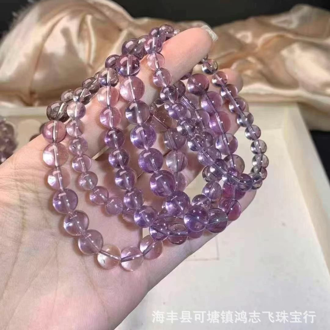 Браслет из натурального боливийского аметиста, кристалл, прозрачный фиолетовый азурит, блестящий светло-фиолетовый девять фиолетовых огненных браслетов