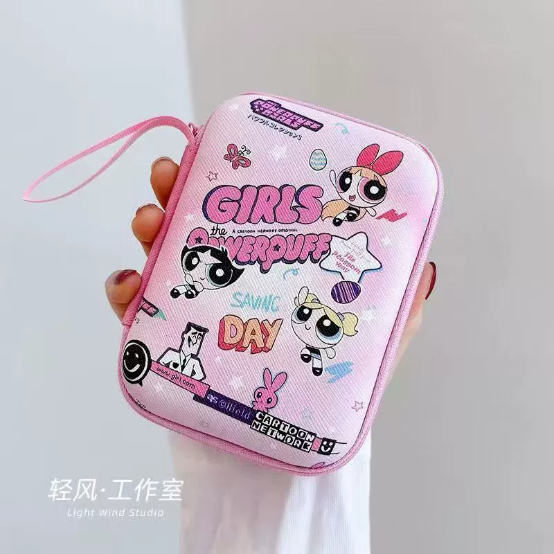 Празз Cartoon rectangular headphones, organizer bag, wallet, charger, storage box