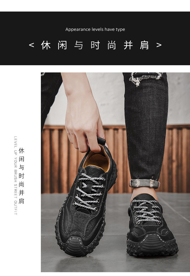Giày lười nam da đế bằng khâu tay hở, giày slip-on cổ thấp ngoài trời cỡ lớn — 9893 nâu nhạt, 9893 nâu sẫm, 9893 đen chi tiết 10