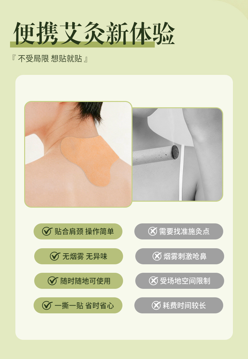 Qichun Mugwort Neck and Shoulder Patch with Ginseng 12 Patches Herbal Warming Moxa Patch for Shoulder Neck specifications