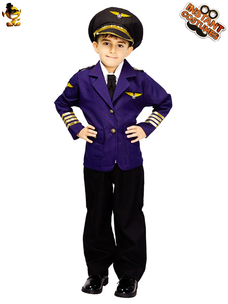 Ropa de cosplay niño pequeño piloto de aviación traje de cosplay traje de rendimiento de etapa