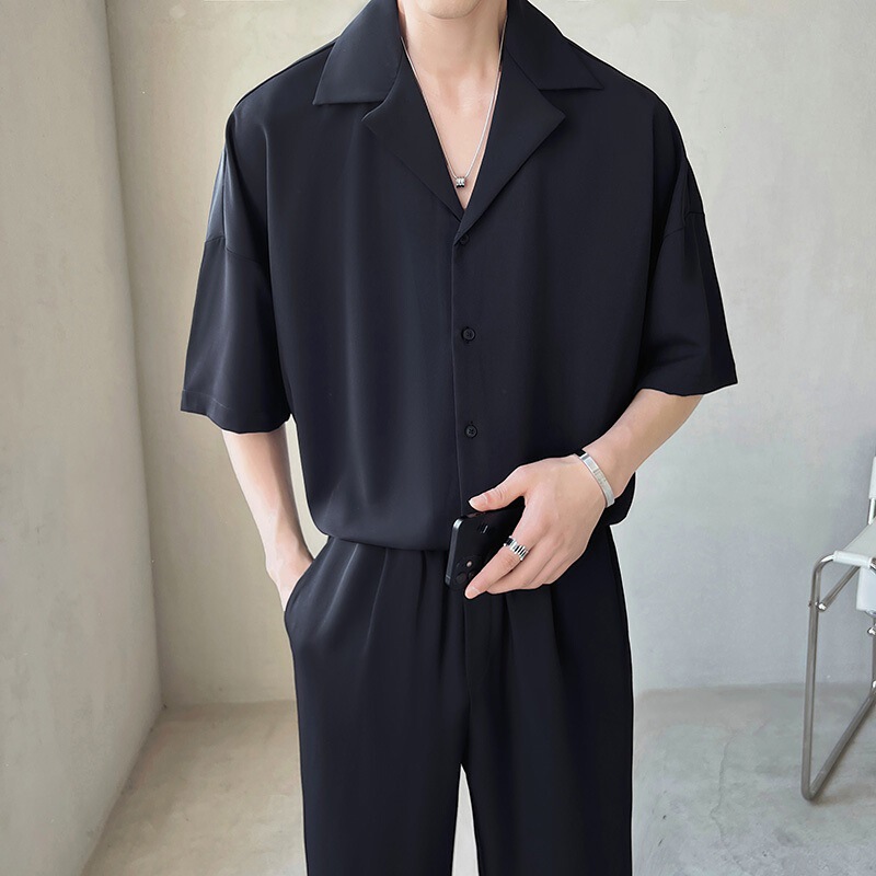 古巴领长袖衬衫男春季2025新款轻熟风男装高级感防晒痞帅冰丝衬衣|undefined