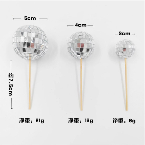 Source Mirror Ball Cake Decoration Disco Ball Holder with Wooden Stick Insert Sign Amazon Birthday Party Decorations