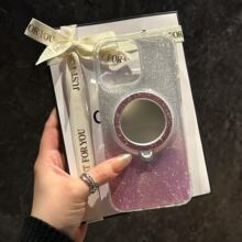 360度旋转闪粉磁吸支架闪粉带化妆镜新款手机壳