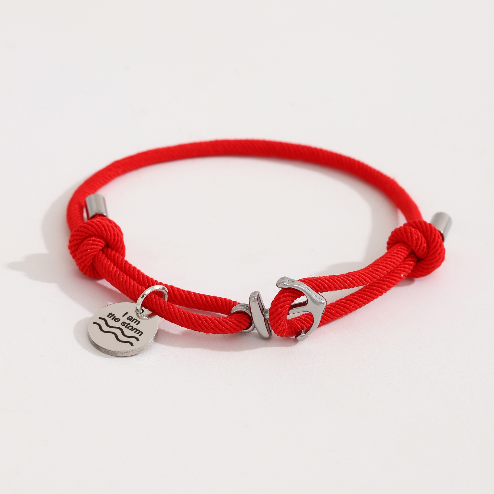 Round Anchor Milan Red Bracelet Silver Accessories