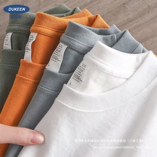American Style 280g Heavyweight Pure Cotton Short-Sleeved T-Shirt Men's Right Shoulder Pure White Bottoming Shirt 2025 New Clothes Wholesale