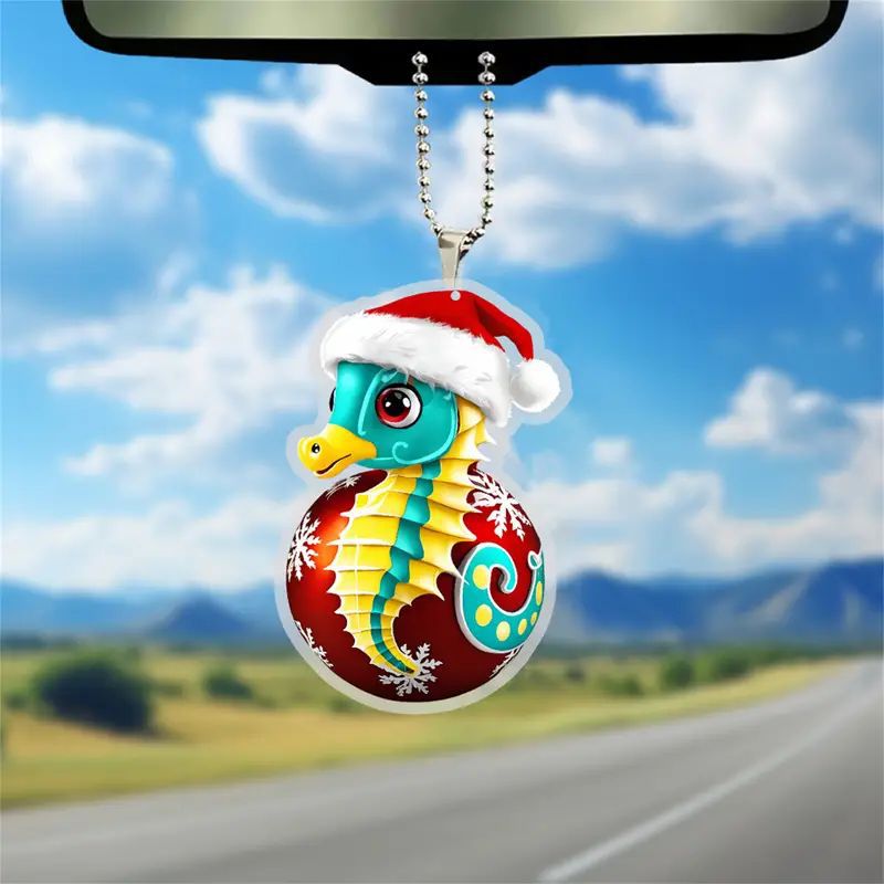 2D Navidad creativa encantadora colgante de vacaciones dragón de color plano transfronterizo colgante de espejo retrovisor colgante de mochila