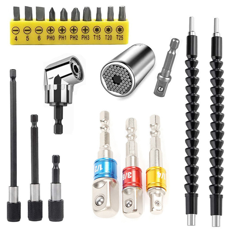 105 Degree Turning Screwdriver Connector Short Turning Black Color Connecting Rod Three-Piece Set Quick Change Three-Piece Set Wd