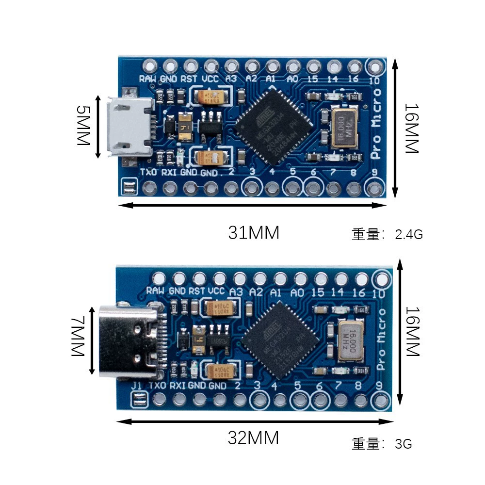 Плата Pro Micro на ATMEGA32U4, обновление прошивки по USB, 5В/16М, плата для разработки микроконтроллера