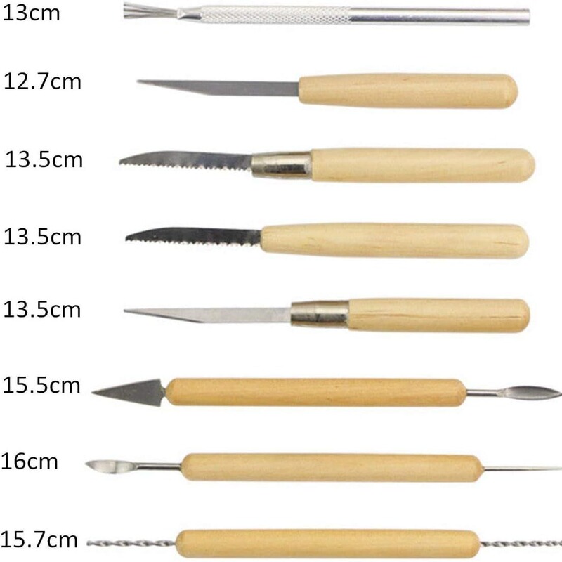 Cross-Border Customization of 22 Pieces Suitable for Clay Pottery Wooden Handle Shape Ceramic Tool Set Cross-Border Customization of 22 Pieces Suitable for Clay Pottery Wooden Handle Shape Ceramic Tool Set