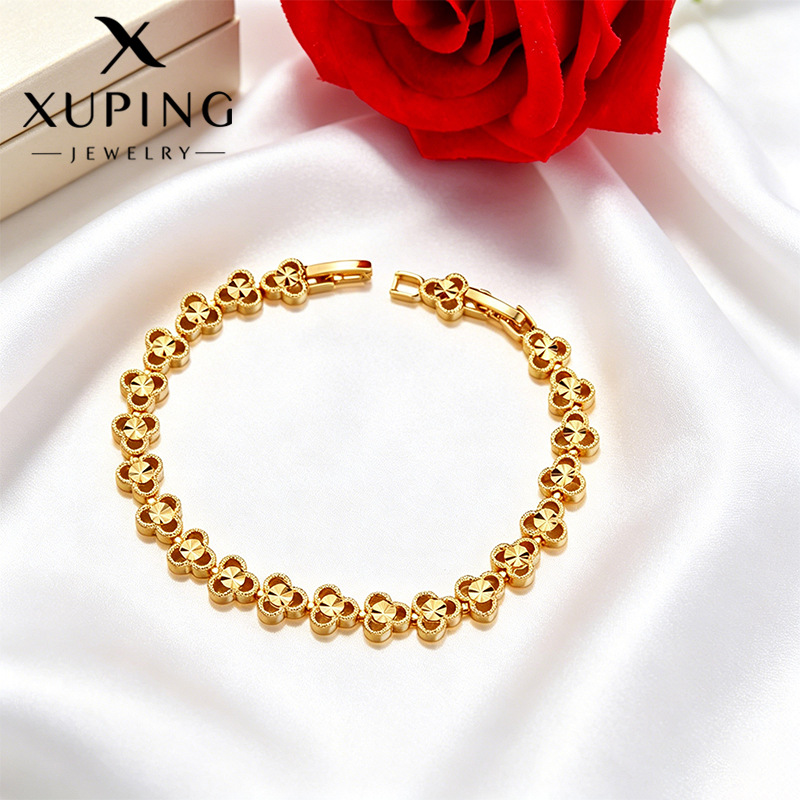 Xuping ligero lujoso temperamento pulsera de aleación de cobre moda simple geometría circular joyas de flores joyas diarias fáciles de usar joyas mujeres