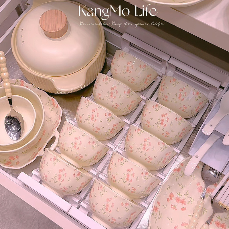 High-Appearance Value Instagram-Style Bowl and Plate Set, Fresh Floral Ceramic Tableware, Household Rice Bowls and Plates, Housewarming Bowlware High-Appearance Value Instagram-Style Bowl and Plate Set, Fresh Floral Ceramic Tableware, Household Rice Bowls and Plates, Housewarming Bowlware