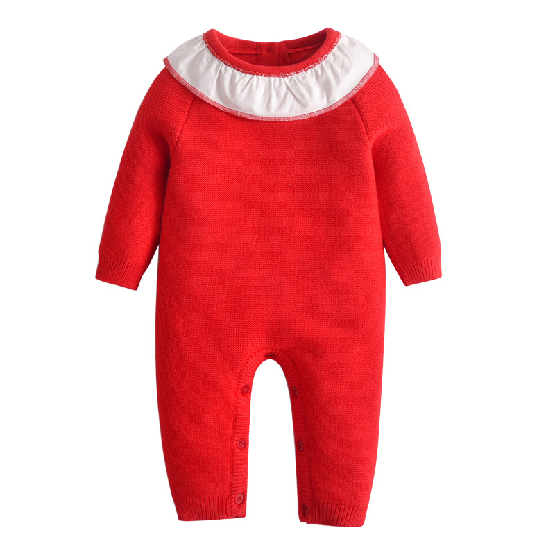 Entrega transfronteriza bebé recién nacido primavera y otoño mono ropa para niños suéter de bebé cálido mameluco de punto para niños