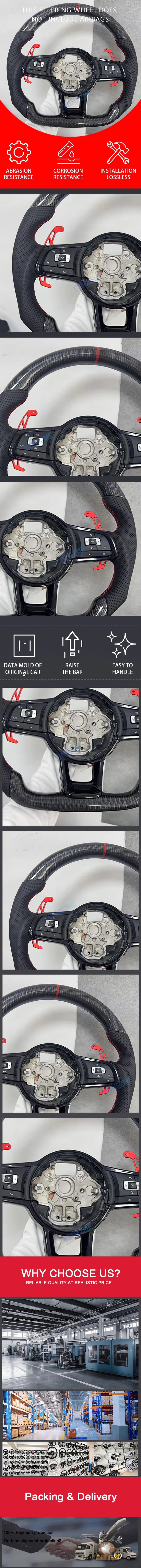 Suitable for Volkswagen Golf 7 7.5 GTI GTD GTE R 2013-2020, carbon fiber steering wheel
