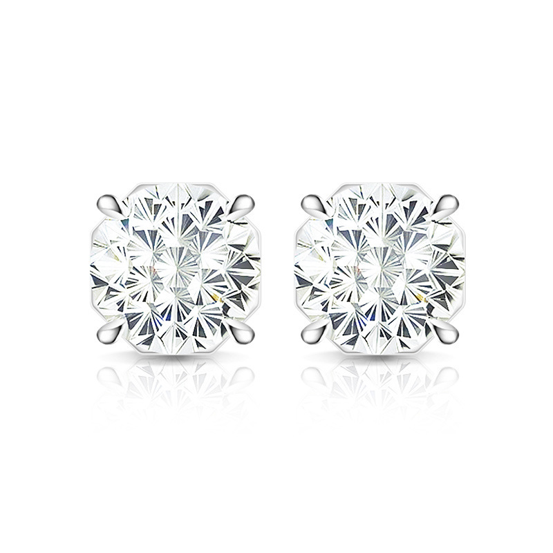 Octagonal Gemstone Drop Stud Earrings For Women Elegant Design_voghion.com