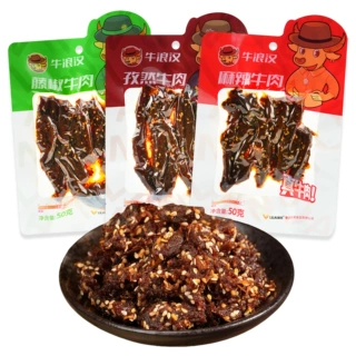 牛浪汉麻辣牛肉干藤椒孜然牛肉即食川味小吃网红休闲零食超市批发