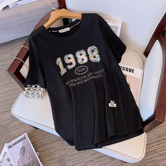 300 catties bust 150 fat mm new summer product plus fat plus size women's clothing 280 loose casual short-sleeved T-shirt 1-1