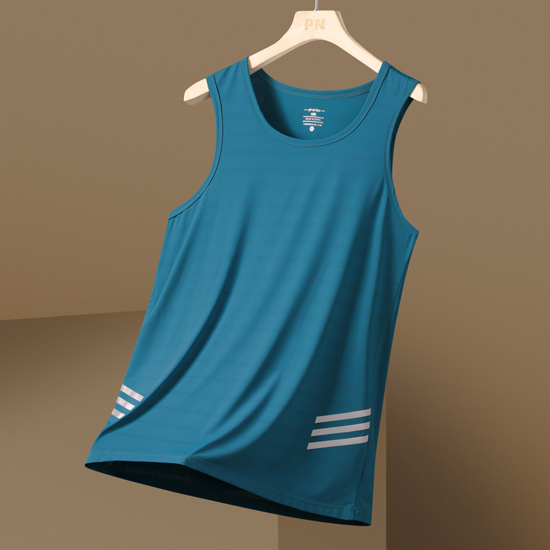 L - 8X chaleco de hielo extra grande chaleco de verano hombre camiseta de moda sin mangas camiseta deportiva suelta hombro correr ropa seca rápida