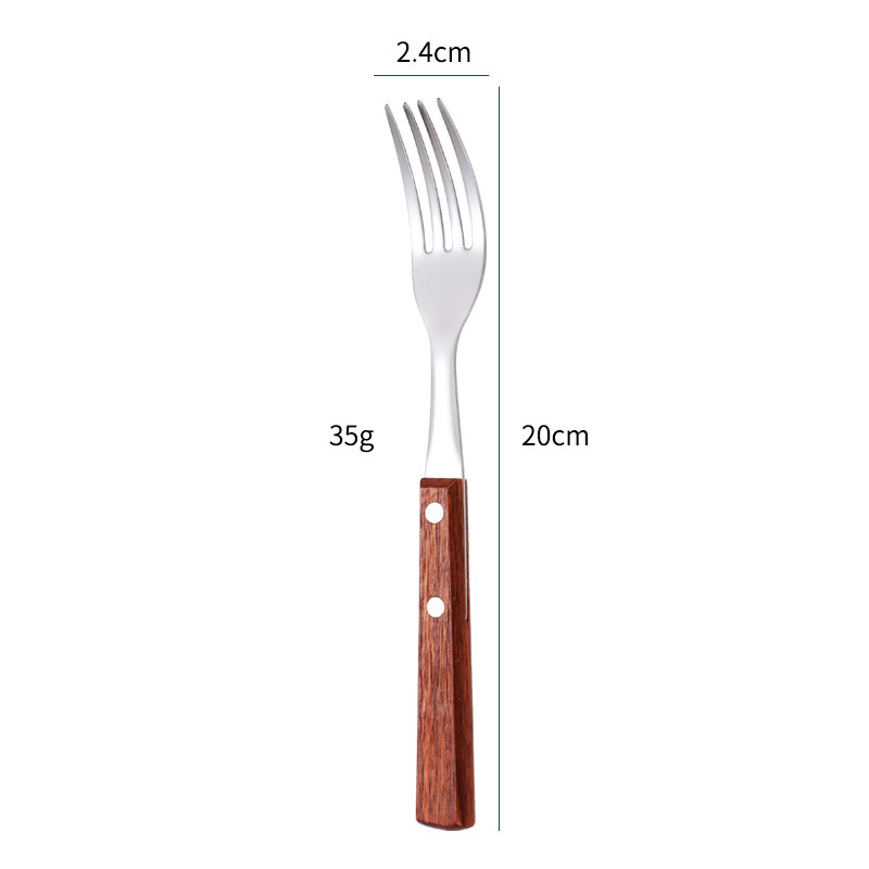 Transfronterizo Amazon 304 flores de madera de pera cubiertos de acero inoxidable mango de madera sólida cuchillo y tenedor cuchara set hotel hogar cuchillo y tenedor
