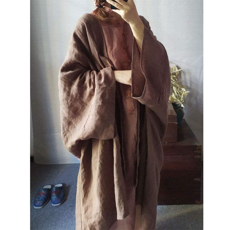 Original homemade pure linen National style national fashion lace-up Hanfu improved casual Buddha vintage cardigan robe [dock]]