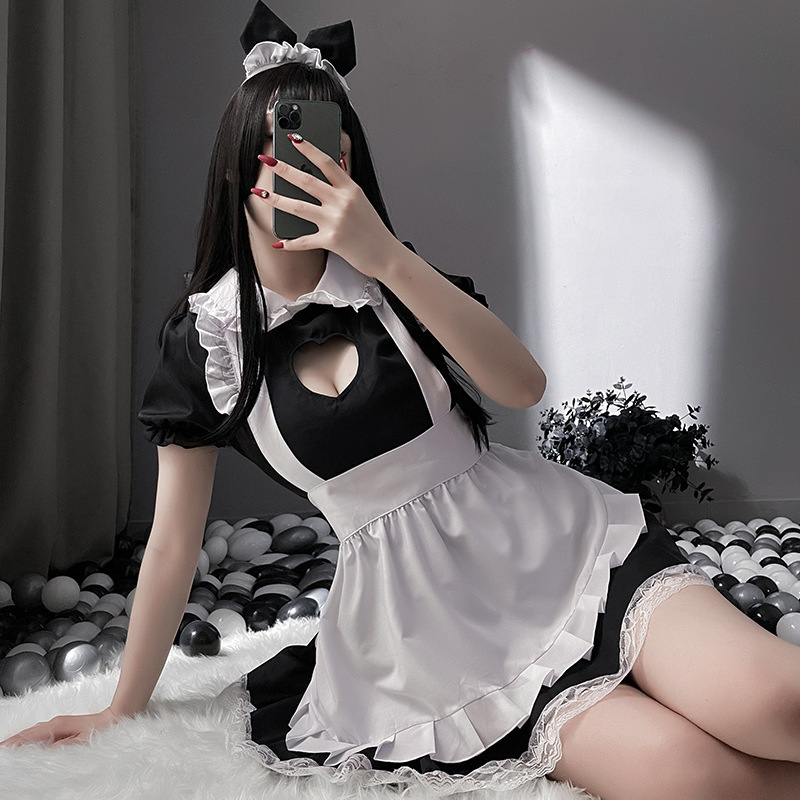 Uniforme tentación pasión ahueca hacia fuera la tentación traje de criada juego de rol dulce encaje pequeña criada sexy Lencería traje