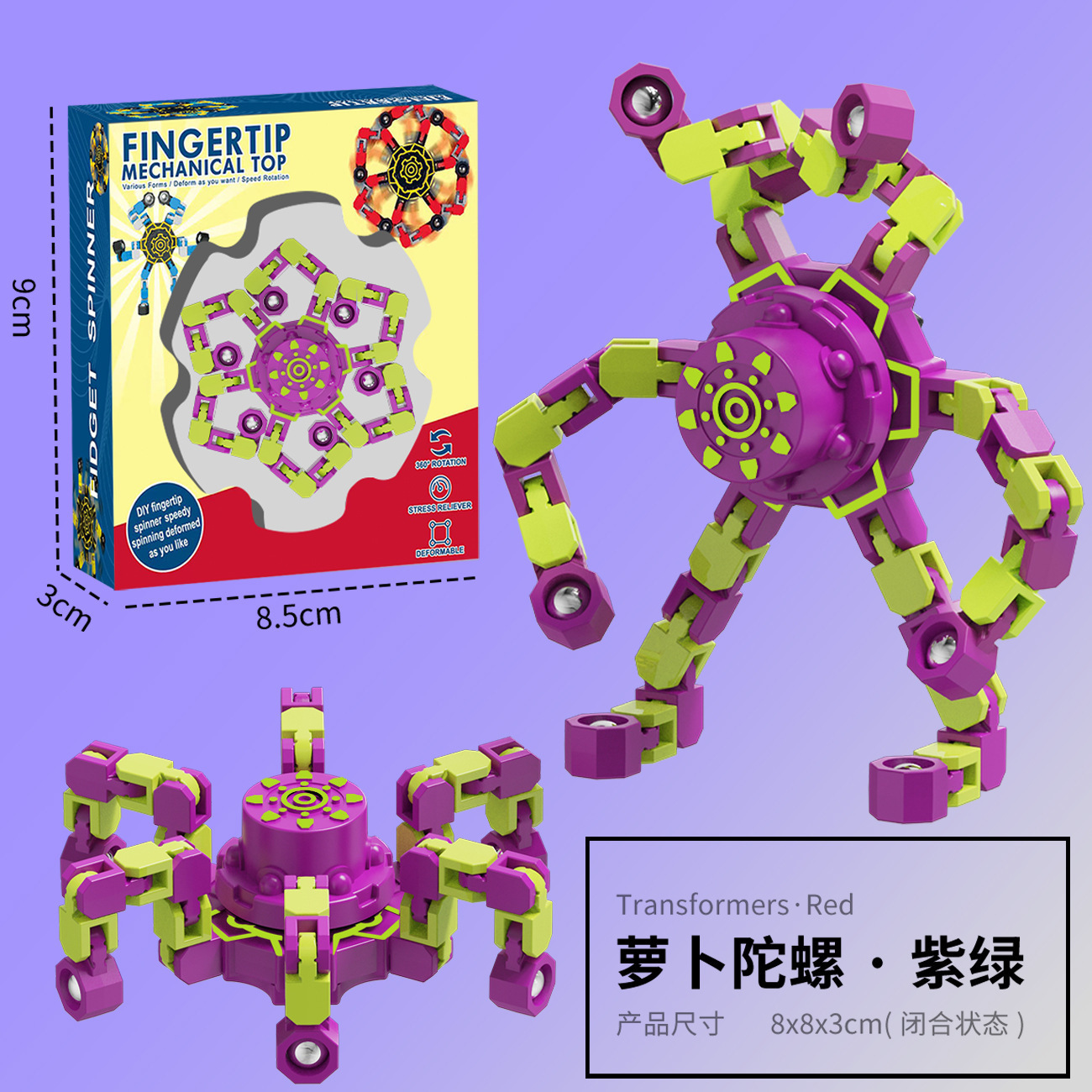 Fidget Spinner Deformable con Luz para Niños de Plástico ABS Giratorio