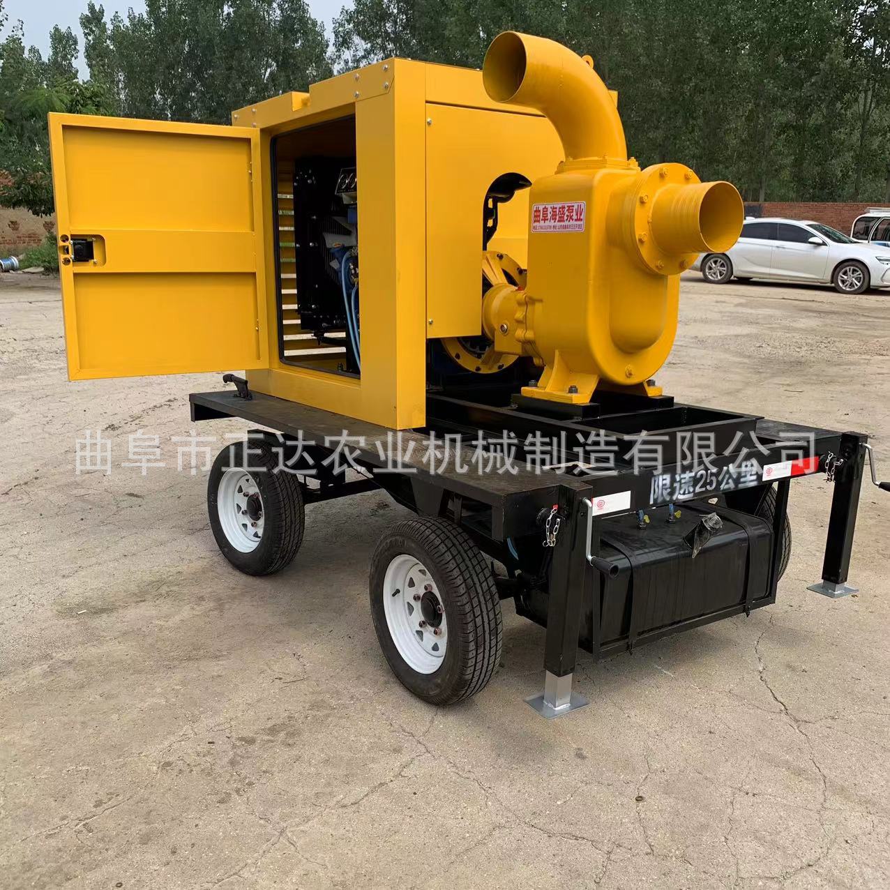 牵引式排涝泵车小型防汛排污市政排污自吸12寸污水泵