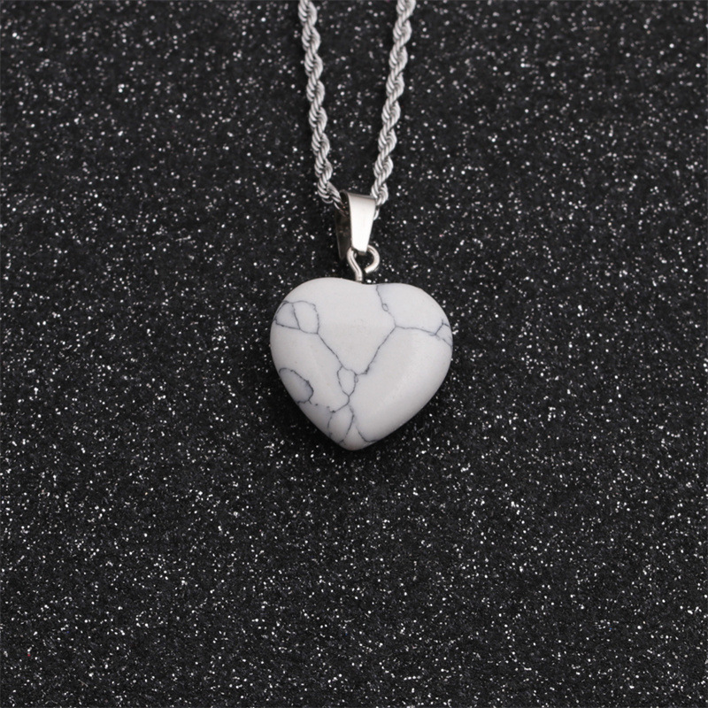 Natural Stone Peach Heart Pendant Fashion Necklaces Wholesale Jewelry Nihaojewelry display picture 3