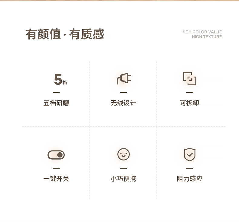 新款小型无线咖啡研磨器家用自动磨粉机便携式电动咖啡