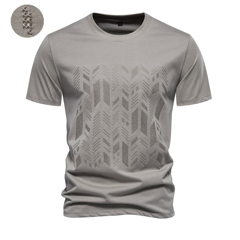 Men's Embroidered New Slim Fit Short Sleeve Spring/Summer T-Shirt Casual European Size 2024 Trend High Quality White