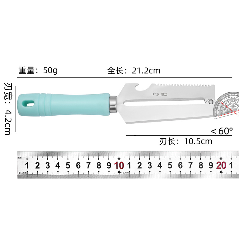 Pelador y cuchillo de frutas de acero inoxidable con mango de colores herramienta de cocina multifuncional para uso doméstico