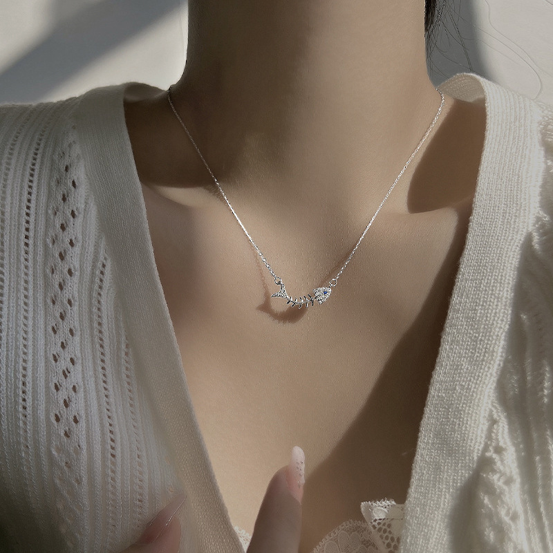 Collana a spina di pesce nuova di moda femminile ins alla moda celebrità di Internet design senso catena a clavicola_voghion.com