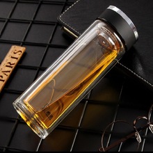 希诺双层玻璃杯有盖带滤网车载男女士泡茶过滤杯子XN-701办公室