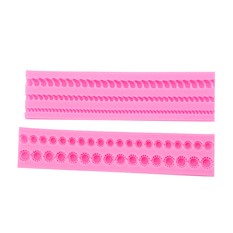 Joyería Flor de encaje grueso y fino cuerda cáñamo modelado molde silicona creativa para hornear cake decoración del borde