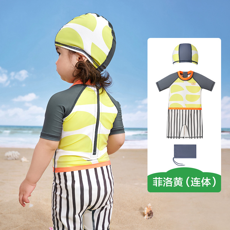 KK Tree Traje de baño para niños Niños y niñas Hilo original Protector solar Traje de baño resistente al cloro Traje de baño antibacteriano siamés dividido