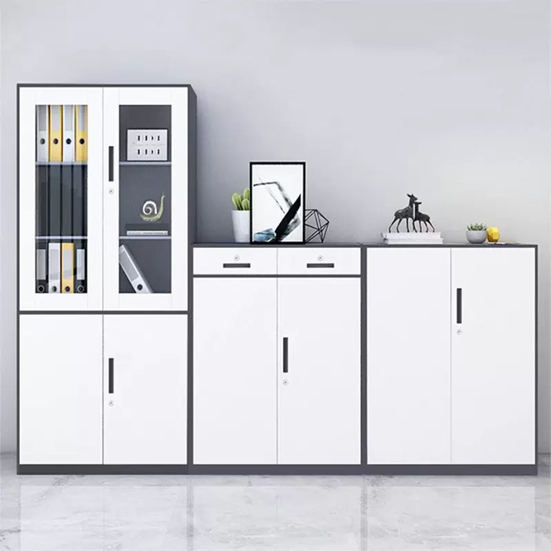 钢制窄边文件柜办公财务资料柜凭证柜拆装加厚档案柜铁皮柜矮柜